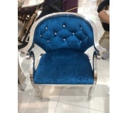 Ghế inox đệm màu xanh